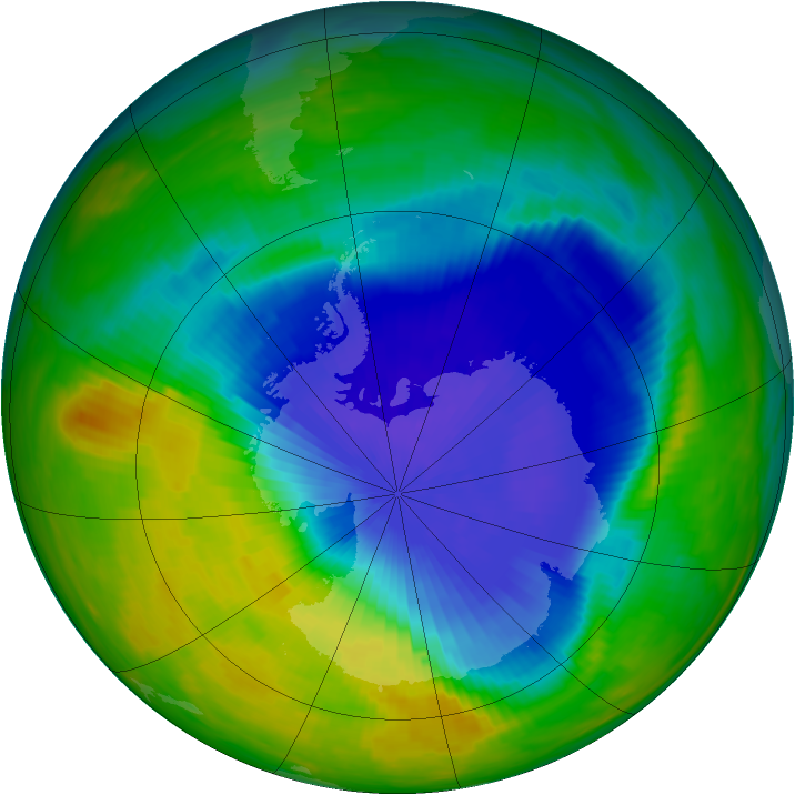 Antarctic ozone map for 05 October 1985